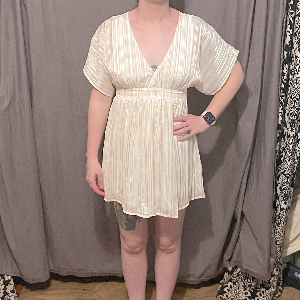Gold Shimmer Stripe Dress